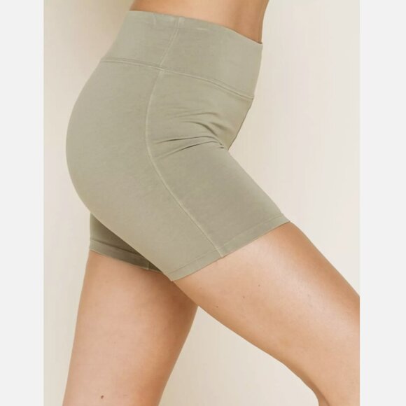 Free People Movement Washed Cargo Khaki Hot Shot Bike Shorts - Picture 4 of 6